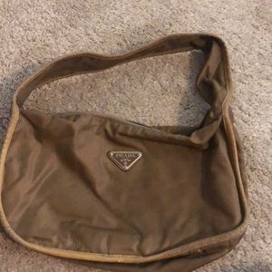 Tan Prada nylon purse